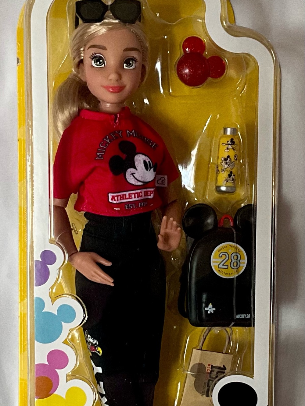 Disney Red Mickey Athletic Doll Outfit with Black Accessories